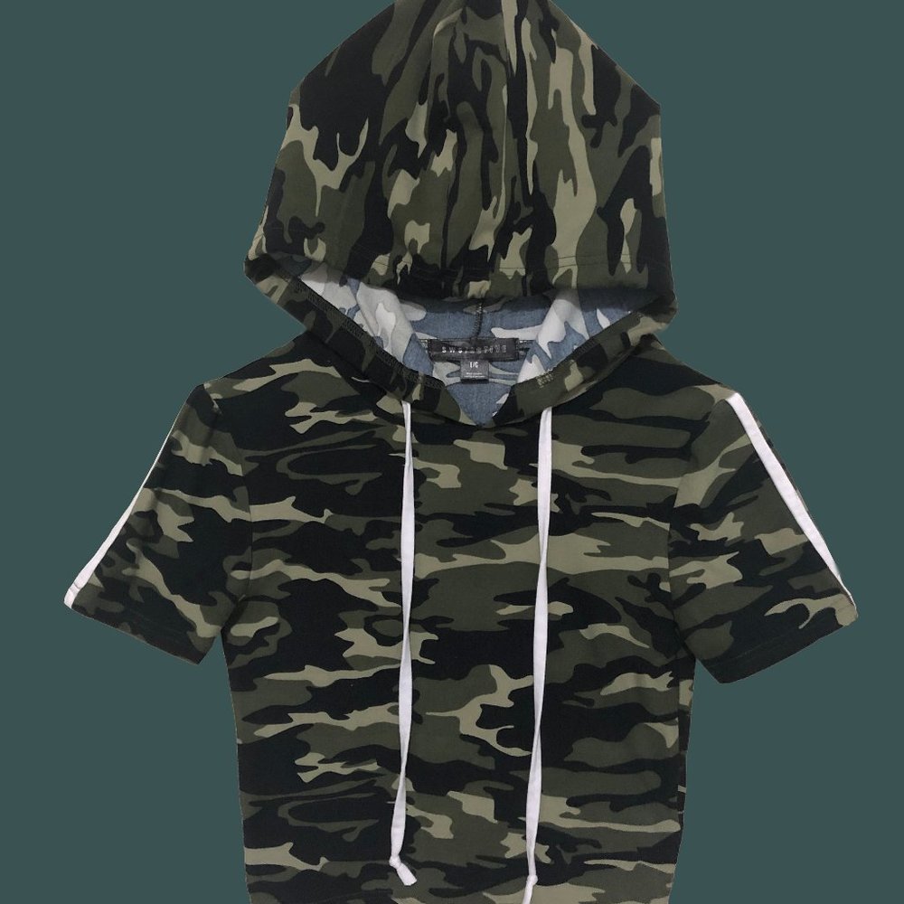 Girls Belly Shirt, Printed Khaki, Medium, Age 8-10